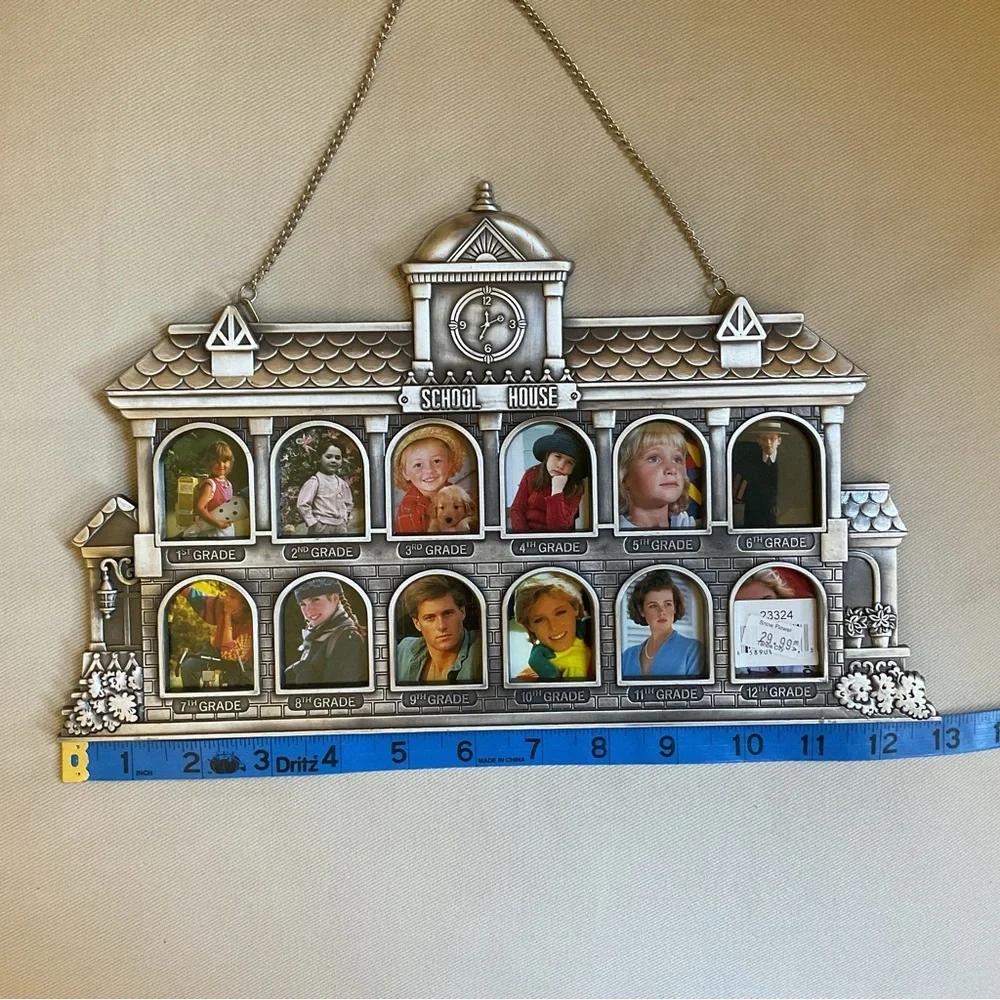 Silvertone Schoolhouse Picture Frame Keepsake Grades 1-12 NWT